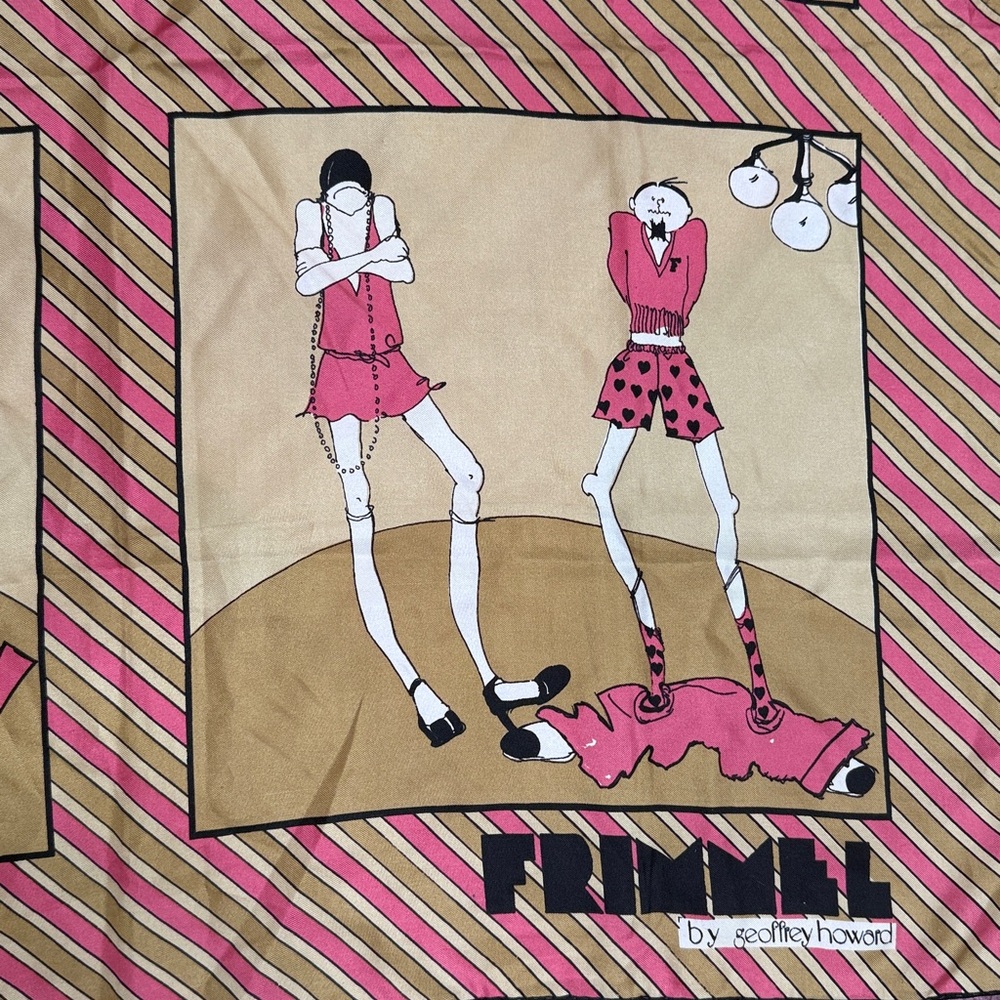 Vintage 1970s Silk Japan Scarf FRIMMEL by: Geoffrey Howard 30.5” Square RARE